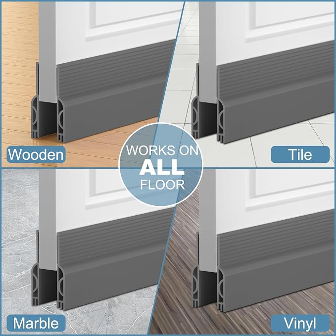 Door Draft Stopper, Door Sweep, Weather Stripping Seal 78Inch Gray | Silicone - Image 9