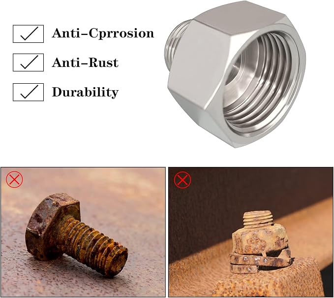 G 1/2 Female to 3/8 Male Compression Converter Reducer Adapter 4PCS | Nickel - Image 5