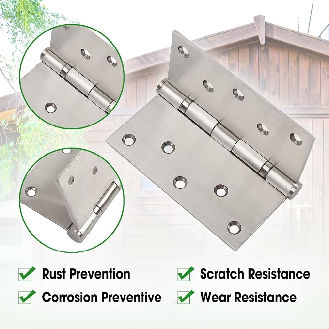 4 Pcs 5 Inch Heavy Duty Door Hinges 5x5 Stainless Steel Ball Bearing | Square - Image 4