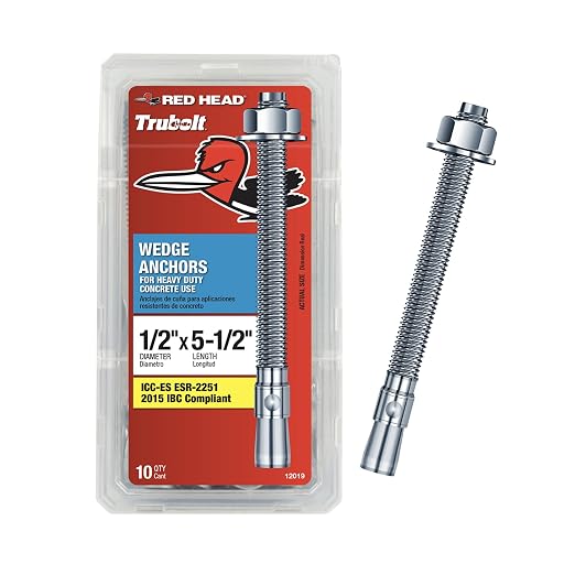 Red Head TruBolt® 1/2 x 5-1/2 Inch Wedge Heavy-Duty Concrete Anchors, Versatile by Unknown