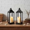 LETINE 2-Pack 12.67" Black Metal Farmhouse Candle Lanterns by LETINE