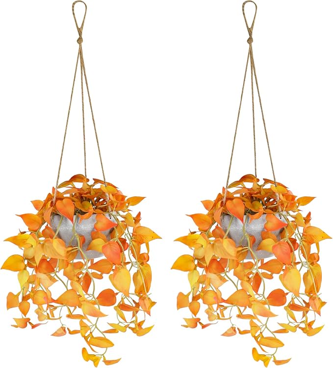 TNNTOPELE 2 Pack Autumn Fake Hanging Plants by TNNTOPELE