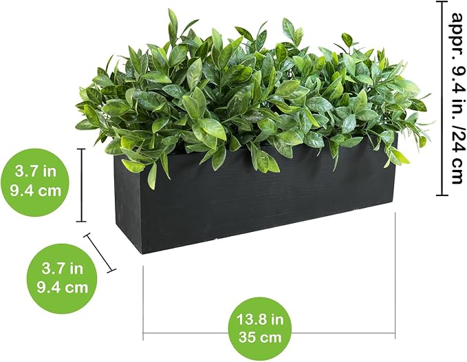 Winlyn 14" Artificial Boxwood Plant Greenery Arrangement Faux Boxwood in Black - Image 3