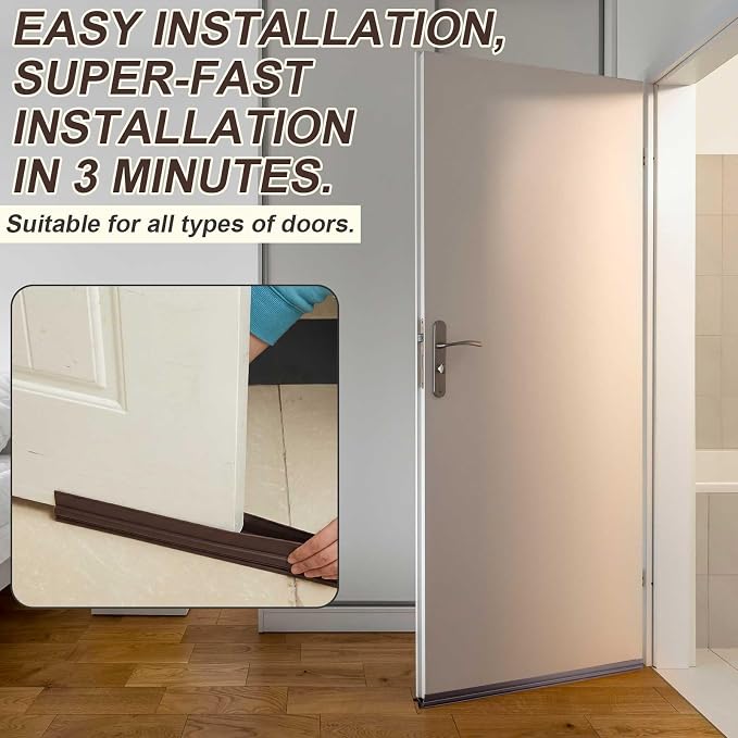 Yaocom 4 Strip 32" Vinyl U Shape Door Bottom Seal Slide on Door Sweep Brown | - Image 4