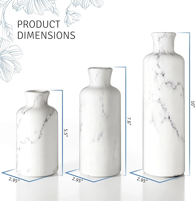 Creative Scents White Marble Look Vases Home Decor - Image 6