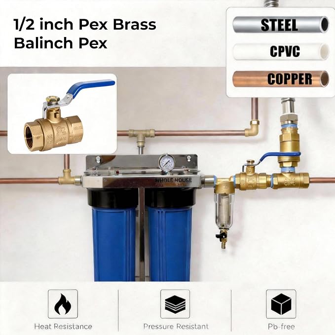 VANCOCO 1/2" NPT Full Bore Ball Valve, Heavy Duty Brass Female x Female Thread - Image 2
