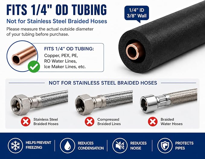 CARGEN 1/4" ID Foam Pipe Insulation Fits 1/4" OD Ice Maker Water Line | - Image 3