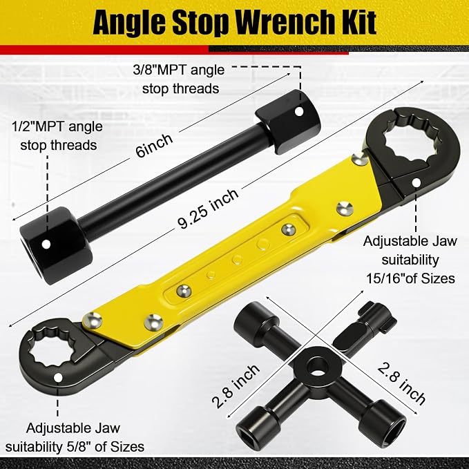 5 Pcs Angle Stop Wrench Kit Plumbing Tool, Compression Sleeve Puller - Image 2