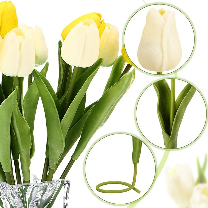 Janinka 60pcs Artificial Tulip Flowers Fake PU Tulips Faux Latex Bouquet Flower - Image 4