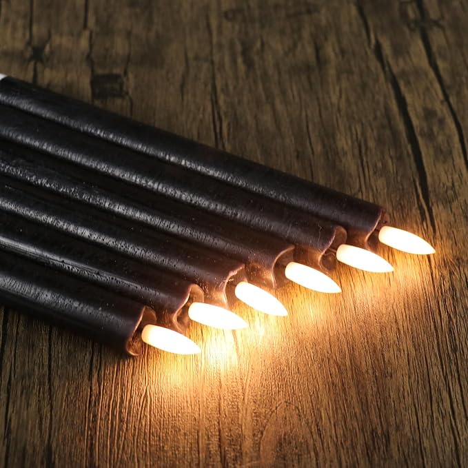GenSwin Flameless Taper Candles LED Battery Operated Remote Timer Black | LED - Image 5