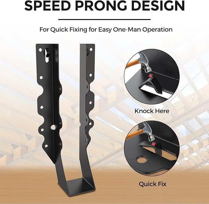 20Pcs Black 2x10 Joist Hangers for Wood, 18 Gauge Face Mount Joist Hanger - Image 2