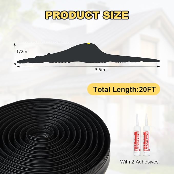 DGSL 20FT Garage Door Threshold Seal Strip, Waterproof Rubber | Universal - Image 2