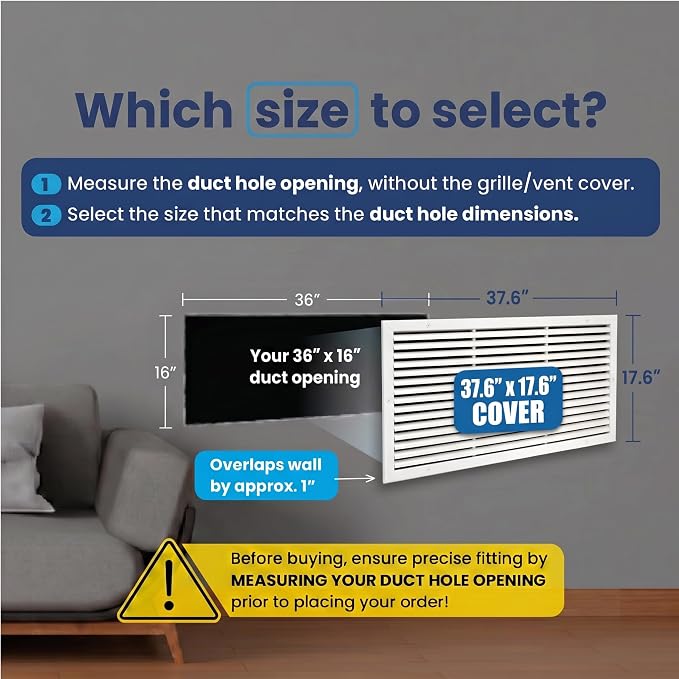 36x16 Aluminum Wall Ceiling Air Return Vent Cover HVAC Rustproof Grille - Image 2
