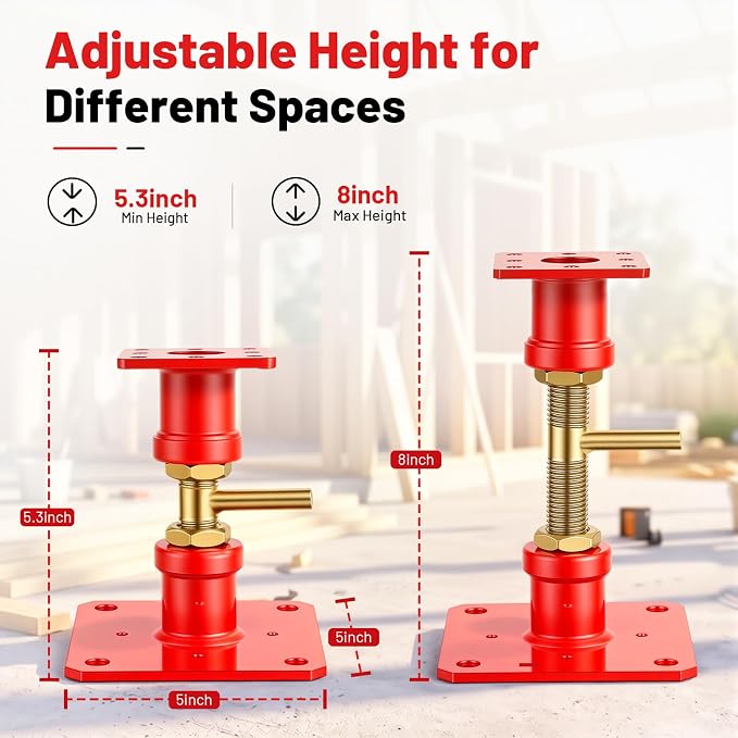 House Jacks for Leveling, 4 Pack House Floor Jack 5.3-8 Inch Adjustable Jack - Image 3