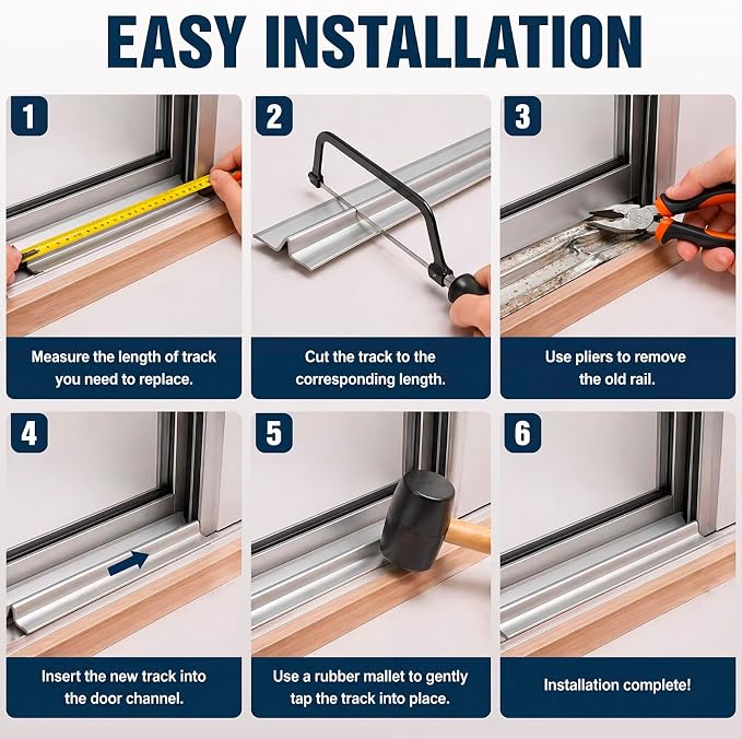 CroBlissful 2 Pack 72 Inch Aluminum Sliding Screen Door Track Replacement - Image 5
