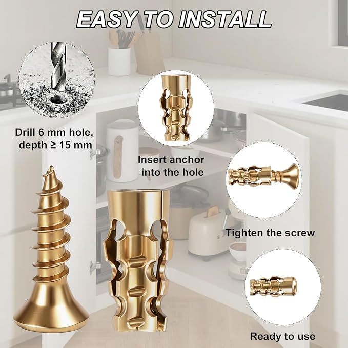 100Pcs Expansion Screws Hinge Repair Cabinet Stripped Kit - Image 5
