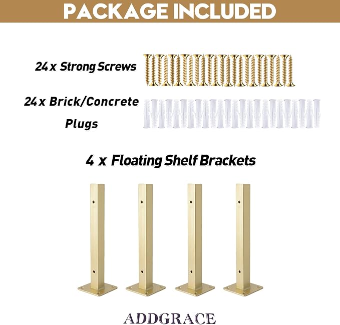 AddGrace Industrial Black Shelf Brackets 8 Inch L Brackets - Image 2
