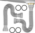 Sink Drain Pipe Kit, 2 Pack Flexible Drain Pipe P Trap, 8.46"-20.67" Flexible P by Rackickyer