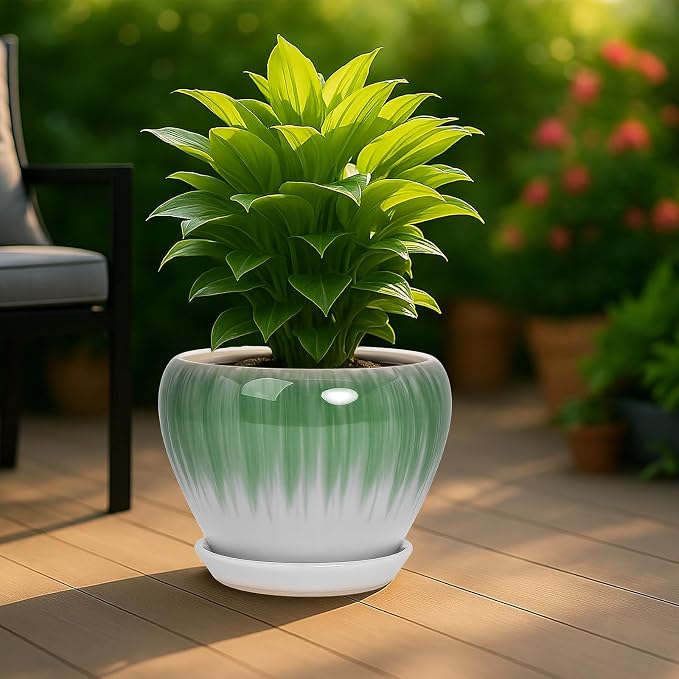 Deep Dream 10 Inch Plant Pot- Ceramic Planter Pot Round Plant Pots - Image 3