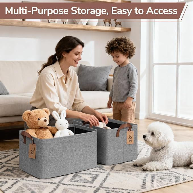 CHICVITA 4 Pack Large Fabric Storage Baskets - Image 4
