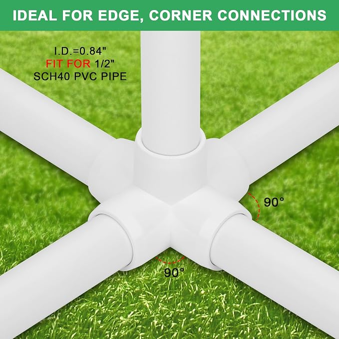 6Pack 1/2" Tee PVC Pipe Fitting 5 Way Elbow Connector Furniture Grade SCH40 - Image 3