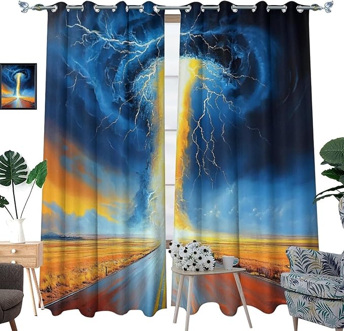 Gothic Tornado Clouds Road Blackout Curtains - Image 3