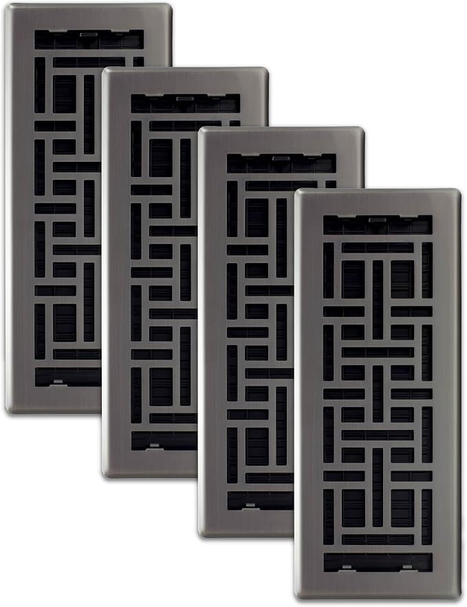 Decor Grates AJH412-GM Oriental Floor Register, 4x12 Inches, Gun Metal Finish by DecorGrates