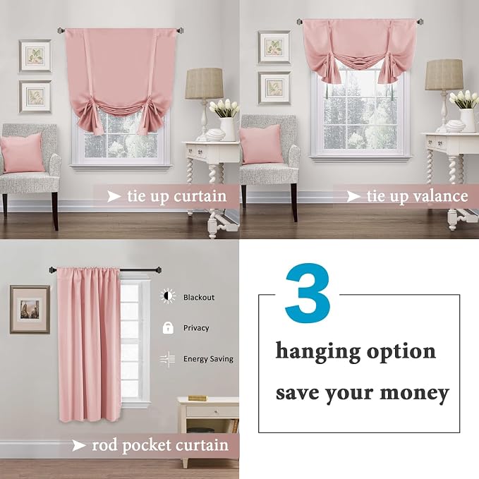 H.VERSAILTEX Blackout Tie Up Curtain Thermal Insulated Window Shade Light - Image 4