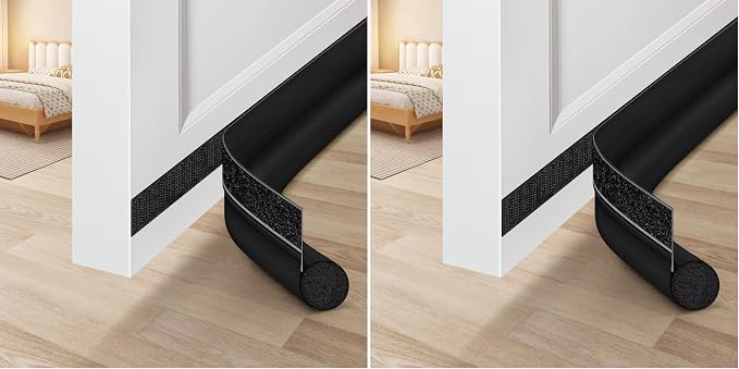 MAXTID Door Draft Stopper 36 Inch Black Adjustable Door Draft Blocker Front by MAXTID