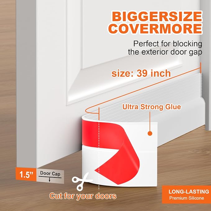 5Pack Door Draft Stopper, Weather Stripping Door Seal Gap Filler Bottom Noise - Image 8