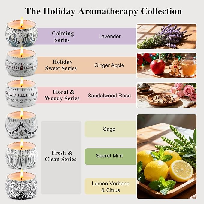 Candle Set for Women Gift, Scented Candles, 6 Pack Large Natural Soy Wax - Image 3