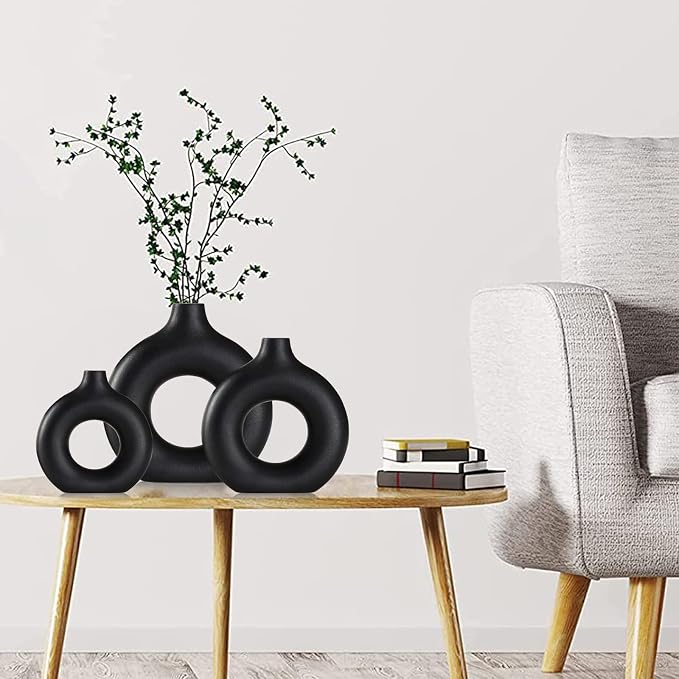 Black Ceramic Vases -for Modern Home Decor, Decorative Gift - Image 8