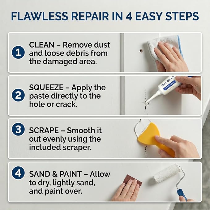 Drywall Repair Kit with Scraper, Quick Drying Wall Repair Paste | Spackle Wall - Image 6