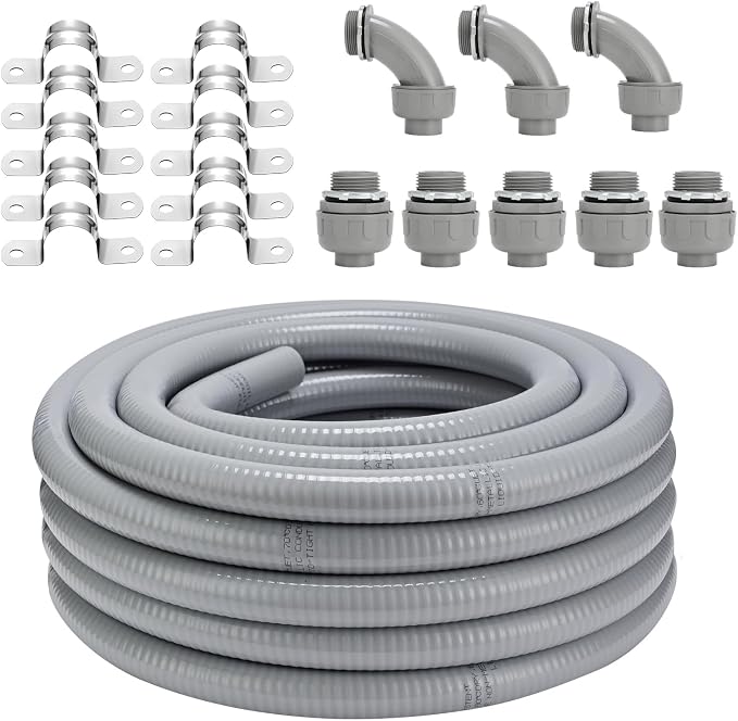 1 Inch NPT 50 FT Non-Metallic Liquid-Tight Conduit Connector Kit, LFNC-B by FeverLZong