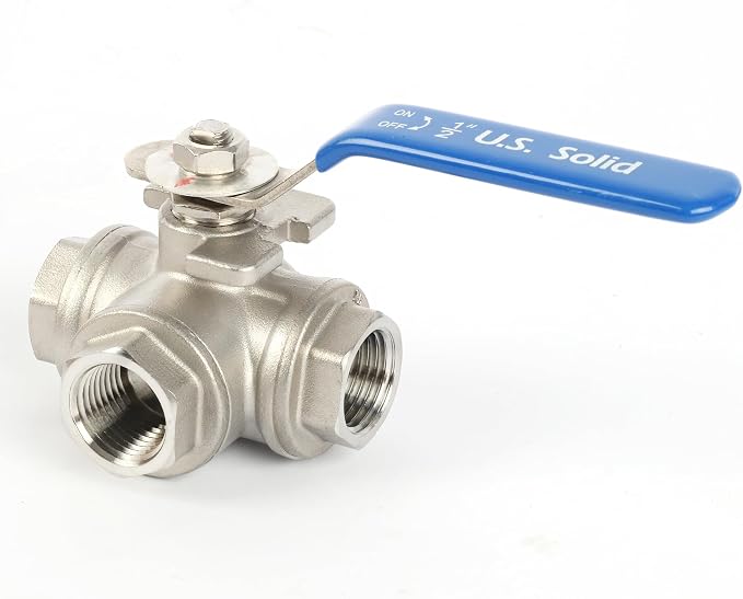 U.S. Solid 1/2" 3 Way Ball Valve - Image 2