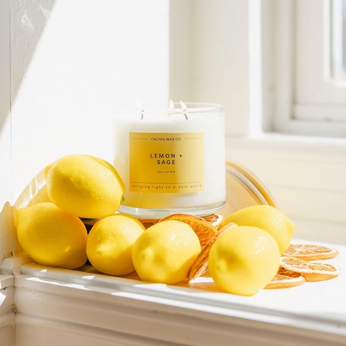 Lemon & Sage 3 Wick Scented Candle - Image 5