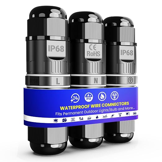 IP68 Tool-Free 3-Pin Waterproof Electrical Connector Box | Junction Box by Unknown