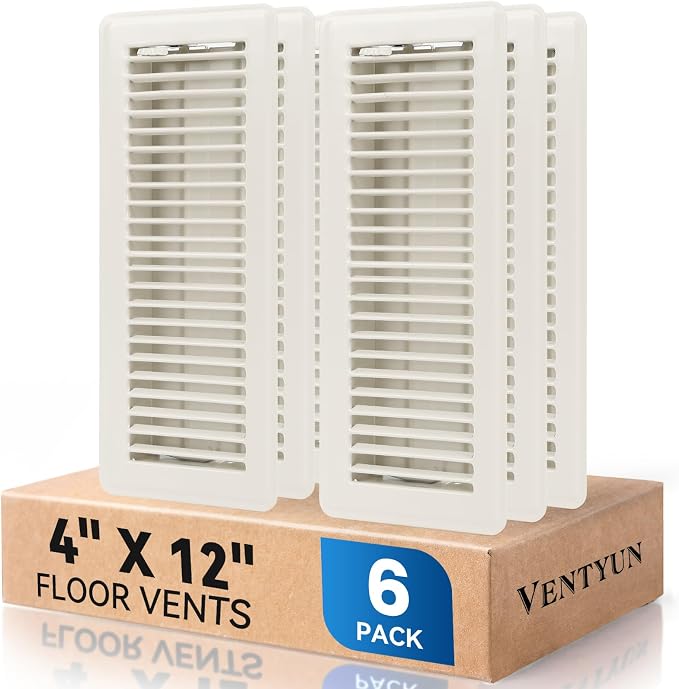 4" x 12" Floor Register Vent Covers 6-Pack, Cream White by VENTYUN
