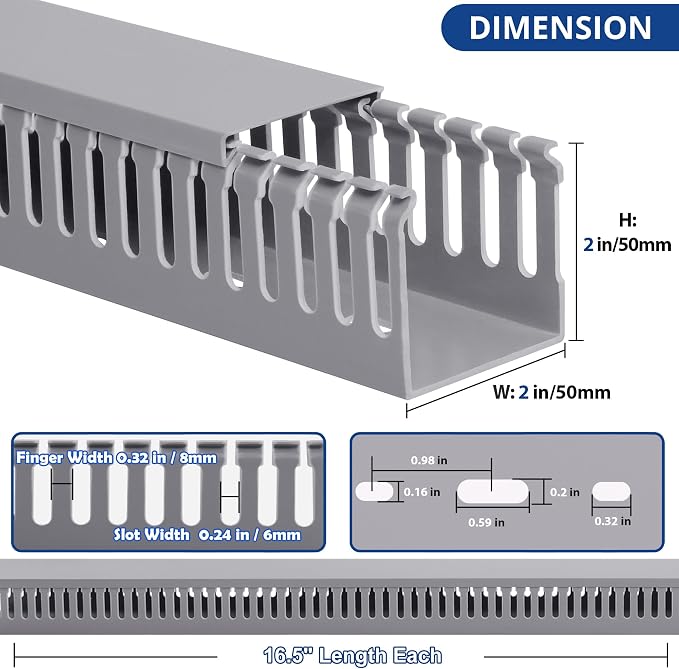 2" H x 2" W Cable Raceway, 132in Under Desk Wire Management Channel, 16.5in Each - Image 2