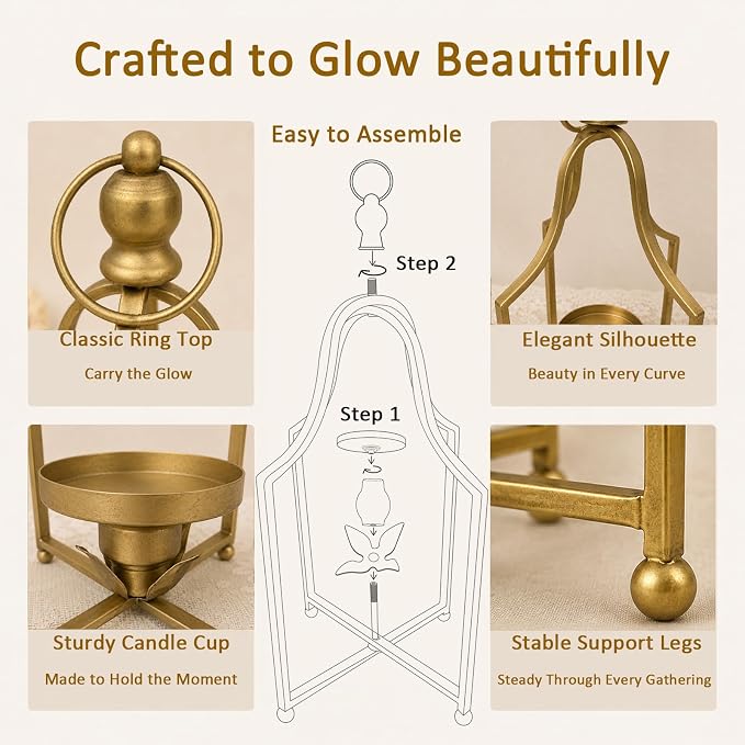 12.5" & 16.5" Timeless Cozy Decorative Lanterns Set of 2, Handcrafted Metal - Image 5