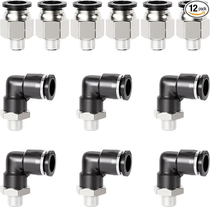 TAILONZ PNEUMATIC Elbow and Straight Combination 3/8 Inch Tube OD x 1/8 Inch by TAILONZPNEUMATIC