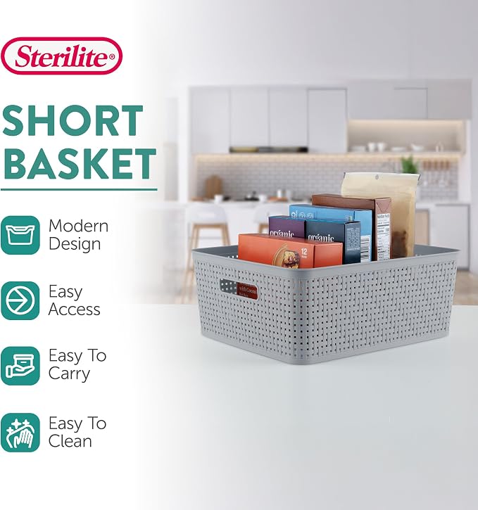 Sterilite 6-Pack Short Basket, Woven Plastic Storage Baskets - Image 2