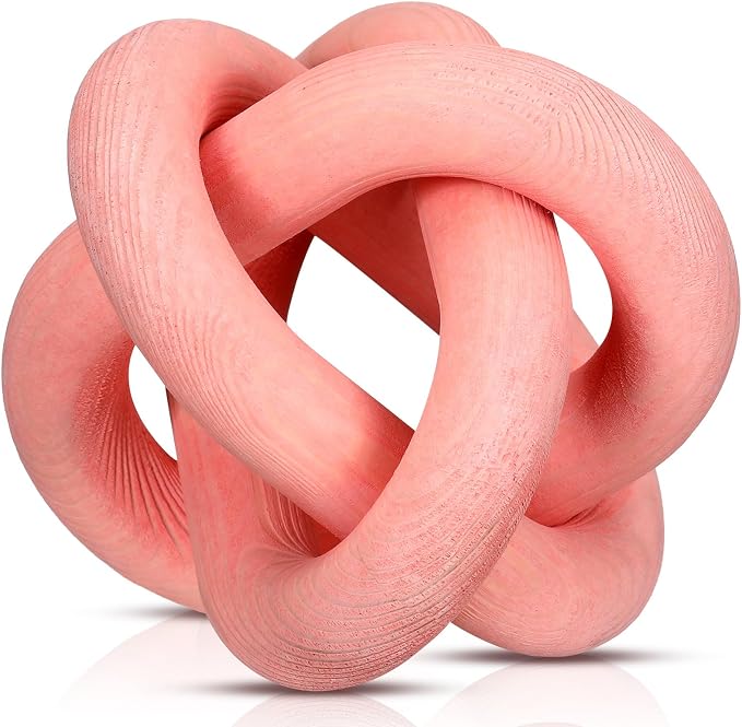 Yalikop 3 Link Wood Knot Decor Rustic Table Shelf Sculpture, Pea-Pink | Hand by Yalikop