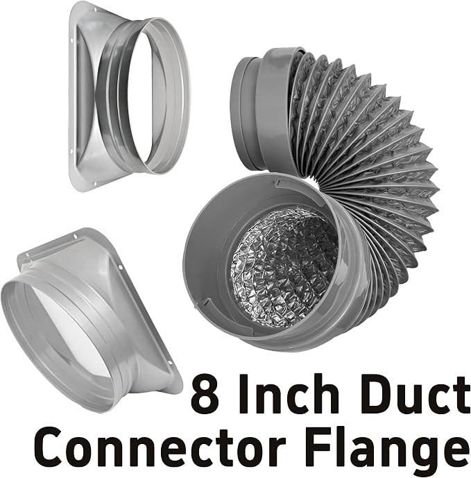 8 Inch Duct Connector Flange, Metal Straight Pipe Flange Square to Round - Image 5