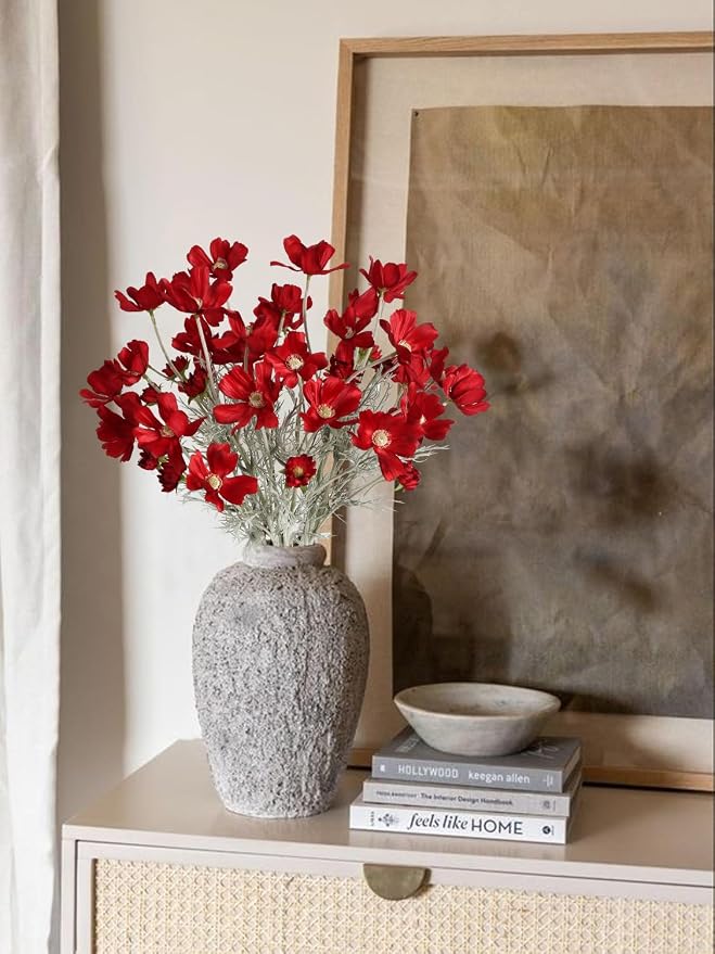6PCS Cosmos Silk Flowers 24'' Red Daisy Flowers Artificial Fake Wild Flowers - Image 6