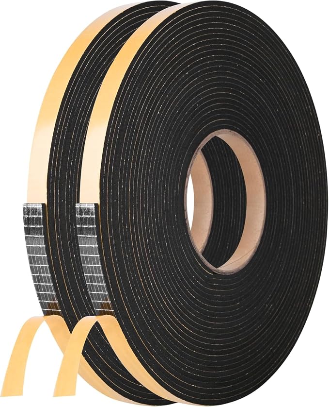 Self Adhesive Foam Tape Weatherstrip 1in x 3/4in x 13Ft High Density Foam by Kikerike