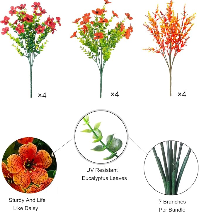 12 Pcs Outdoor Fall Decor, Fall Flowers Artificial - Image 2