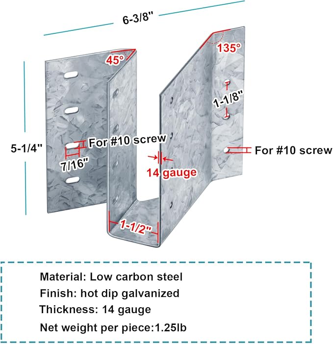 2 Pack Skewed Left 45 Degree Joist Hanger - Image 3