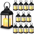 12 Pack 10 Inch Black Decorative Candle Lantern Bulk LED Flameless | Lanterns by Kittmip