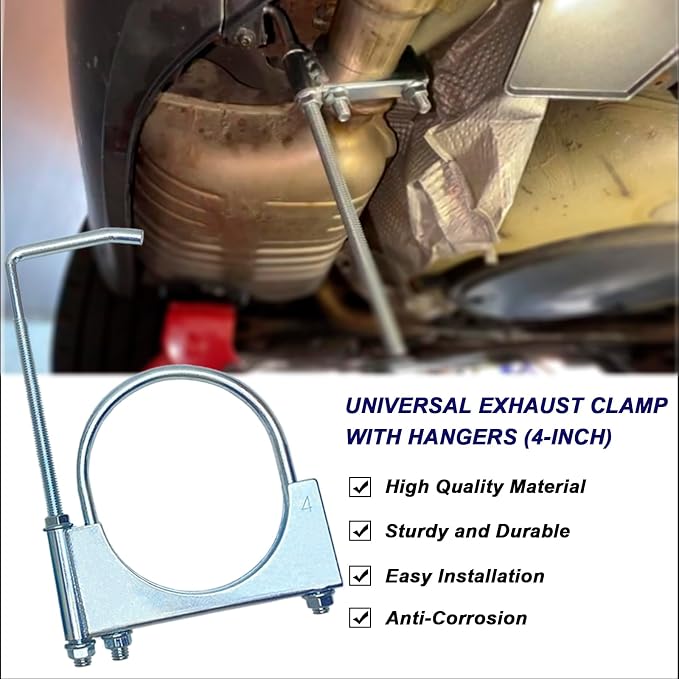 4" Exhaust Clamp With Hanger One-Piece Muffler Hanger, Corrosion Resistant - Image 7